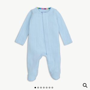 Magnetic Me Pointelle Organic Cotton Footie - Light Blue - Size 6-9M